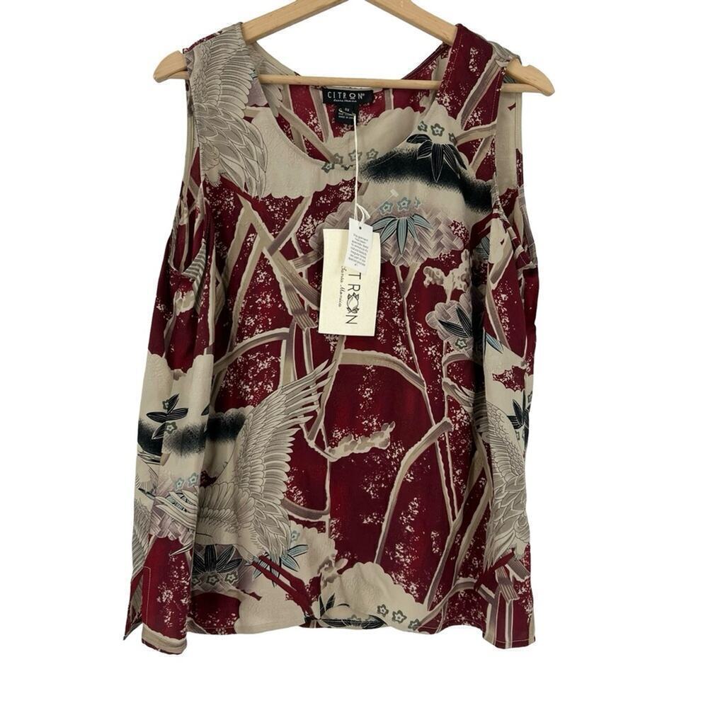 NEW Citron Silk Crane Top Sz 0X